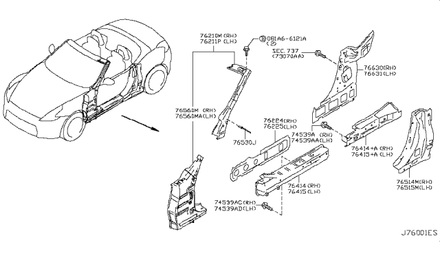 2019 Nissan 370Z Body Side Panel Diagram 2