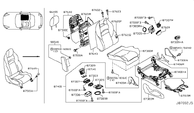 2011 Nissan 370Z Front Seat Diagram 16