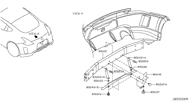 2014 Nissan 370Z RETAINER-Rear Bumper Lower Diagram for H5249-1A30E