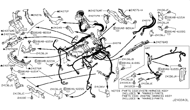 2019 Nissan 370Z PRTECTOR Harness Diagram for 24281-JL00C