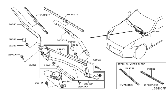 2010 Nissan 370Z Windshield Wiper Diagram 1