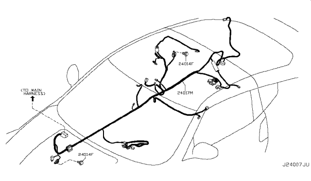 2017 Nissan 370Z Harness-Sub,Body Diagram for 24017-6GG1D