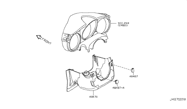 2015 Nissan 370Z Steering Column Shell Cover Diagram