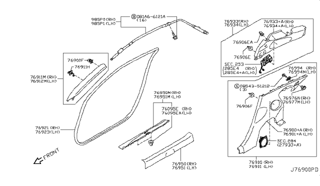 2009 Nissan 370Z Body Side Trimming Diagram 4