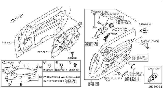 2013 Nissan 370Z Front Door Trimming Diagram 3