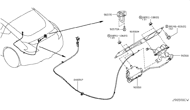 2019 Nissan 370Z Cover-Back Door Lock Diagram for 934A1-1EA0A