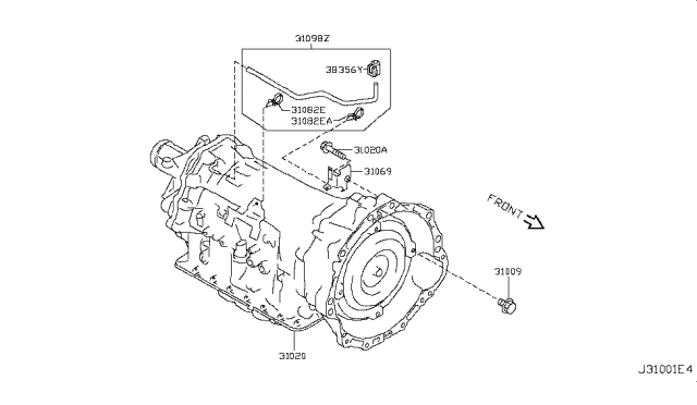 2009 Nissan 370Z Auto Transmission,Transaxle & Fitting Diagram 1