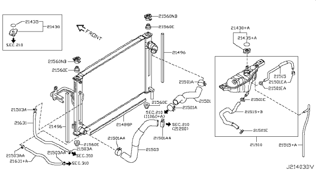 2012 Nissan 370Z Hose-Reserve Tank Diagram for 21741-JK000