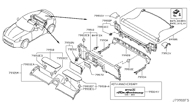 2011 Nissan 370Z TONNEAU Cover Assembly Diagram for 84982-1EA0A