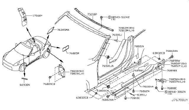 2011 Nissan 370Z Body Side Fitting Diagram 3