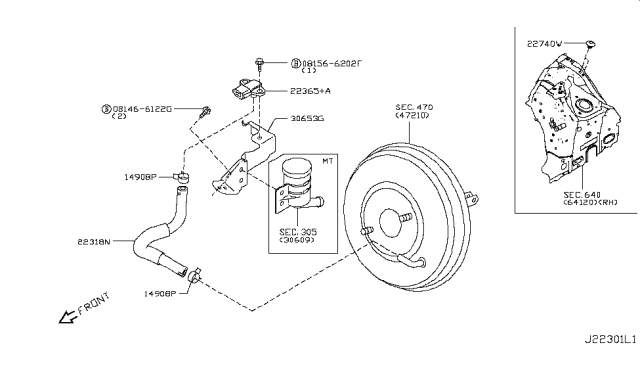 2016 Nissan 370Z Hose Vacuum CONTORL A Diagram for 22320-EY00A