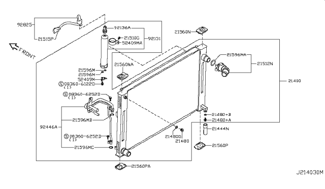 2013 Nissan 370Z Radiator Assy Diagram for 21410-JK20B