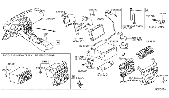 2010 Nissan 370Z Display Unit-Av Diagram for 28091-JJ90E