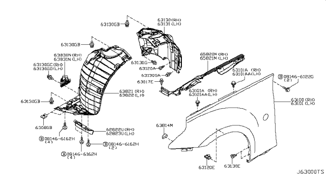 2016 Nissan 370Z Front Fender & Fitting Diagram 3