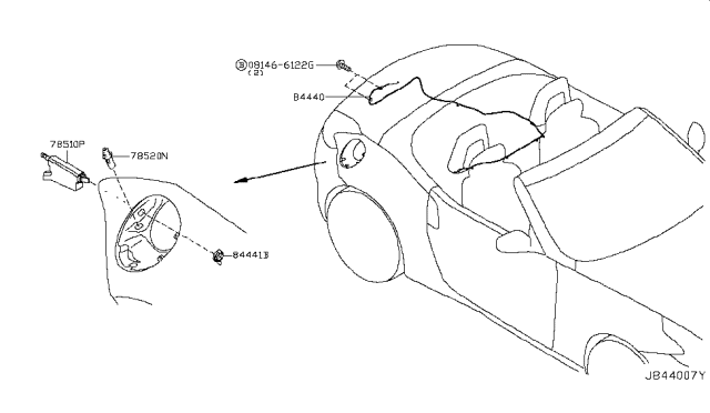 2019 Nissan 370Z Nut Diagram for 84656-4GA0A