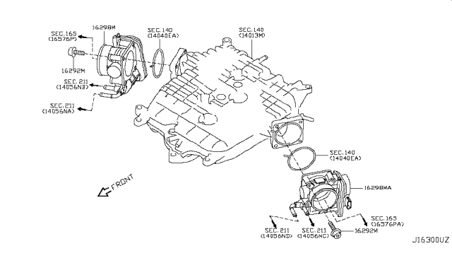 2011 Nissan 370Z Bolt-Socket Diagram for 16122-JK20B