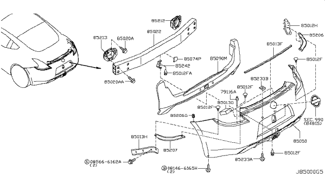 2013 Nissan 370Z Rear Bumper Diagram 1