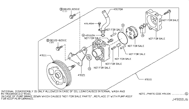 2013 Nissan 370Z Pump Assy-Power Steering Diagram for 49110-1EA0A