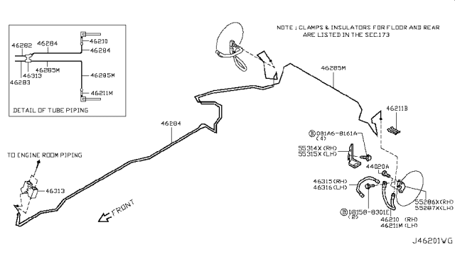2014 Nissan 370Z Hose Assy-Brake,Rear Diagram for D6211-1A30B
