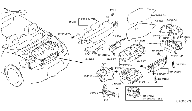 2014 Nissan 370Z Trunk & Luggage Room Trimming Diagram 2