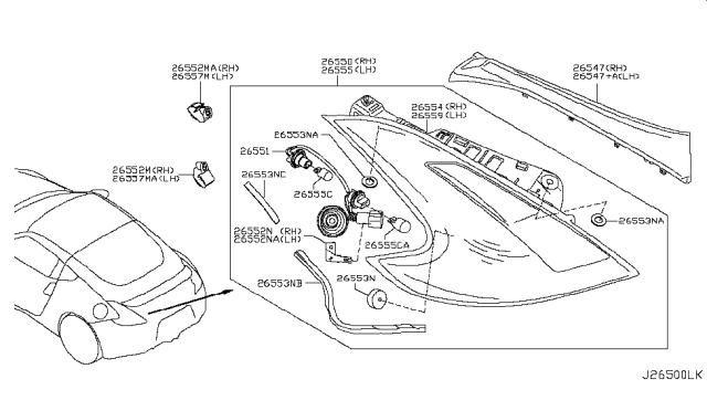 2011 Nissan 370Z Rear Combination Lamp Diagram 3