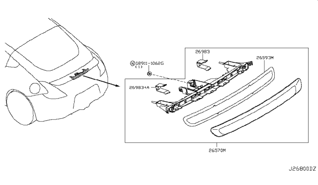 2018 Nissan 370Z Lamp Assembly-Stop Diagram for 26590-1EA1B