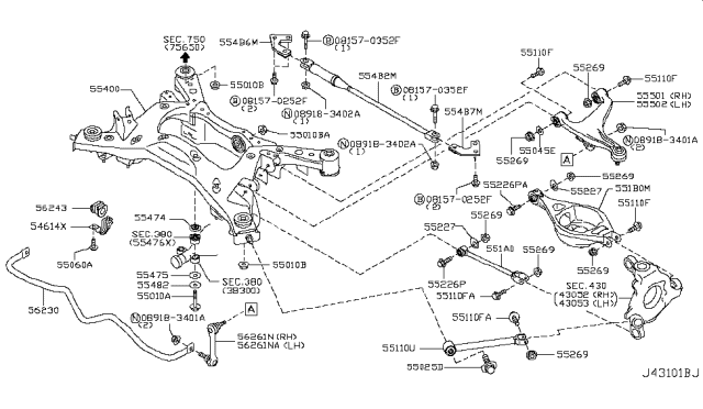 2010 Nissan 370Z Rear Suspension Diagram 1