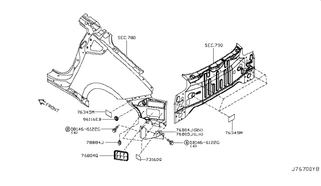 2011 Nissan 370Z Body Side Fitting Diagram 8