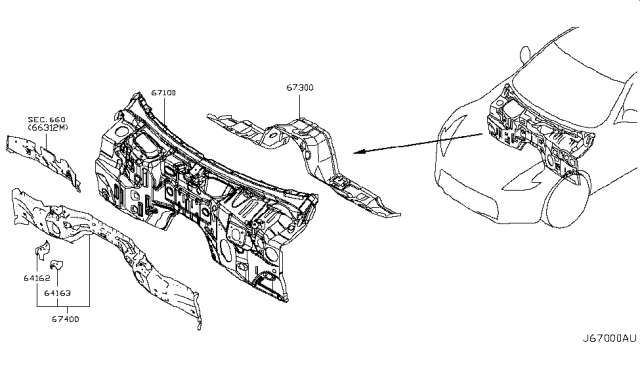 2015 Nissan 370Z Dash-Lower Diagram for 67300-JK635
