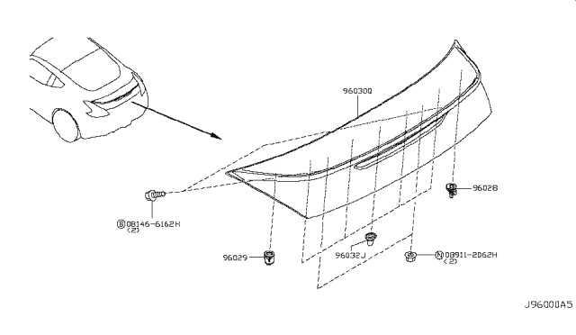 2018 Nissan 370Z Air Spoiler Diagram 1