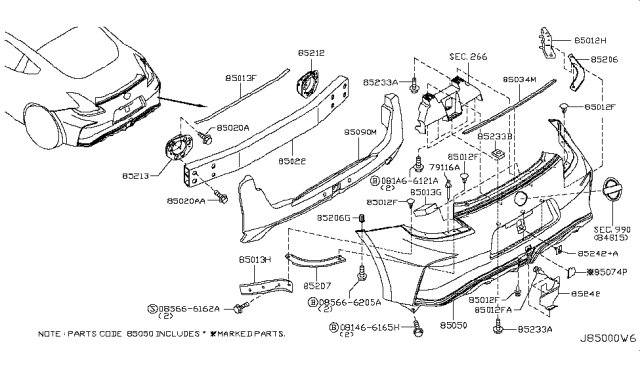 2014 Nissan 370Z Reinf In Rear Bumper Diagram for H5032-1A30A