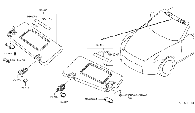 2015 Nissan 370Z Sunvisor Diagram 2