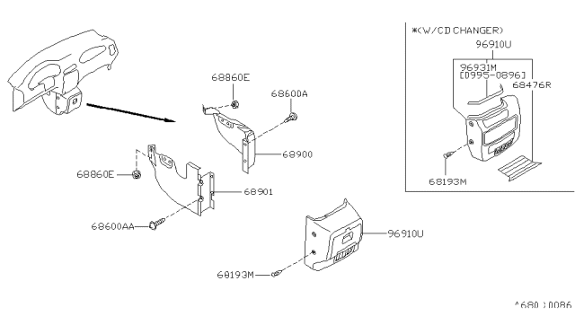 1996 Nissan Quest Instrument Panel,Pad & Cluster Lid Diagram 2