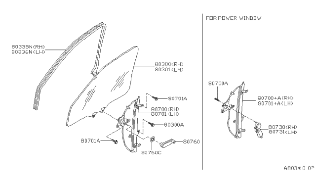 1993 Nissan Quest Glass Run Rubber-Front Door,RH Diagram for 80330-0B000