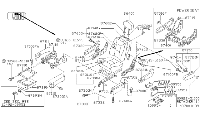 1996 Nissan Quest Cup Holder Diagram for 87340-1B100