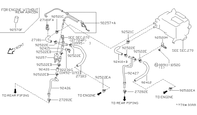 1996 Nissan Quest Clamp-Hose Diagram for 92527-0B010