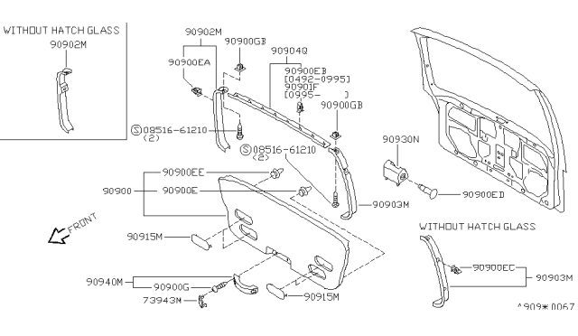 1995 Nissan Quest Garnish Assy-Back Door Side,LH Diagram for 90903-0B010