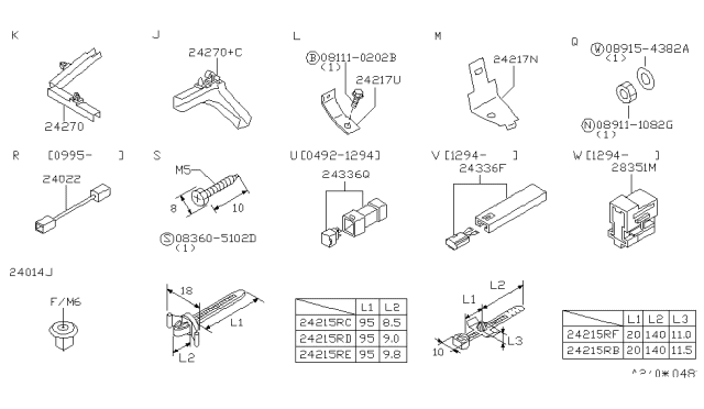 1996 Nissan Quest Bracket-Harness Clip Diagram for 24239-1B000