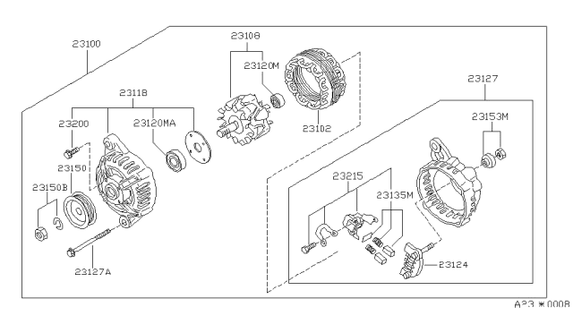 1995 Nissan Quest Cover Assy-Front Diagram for 23118-0B000