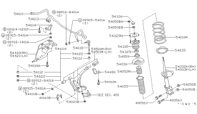 1994 Nissan Quest Bearing-Strut Mounting Diagram for 54325-0B000