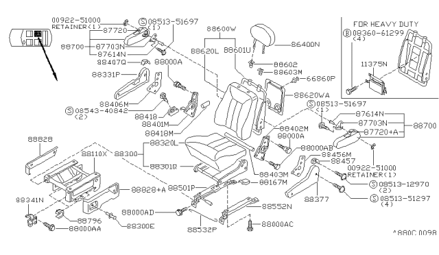 1998 Nissan Quest Trim & Pad Assy-Rear Seat Cushion Diagram for 88310-6B222