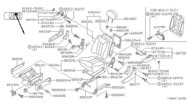 1998 Nissan Quest Trim&Pad Assembly-Rear Seat Back Diagram for 88610-1B362