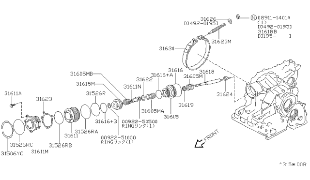 1995 Nissan Quest Ret SERVO Piston Diagram for 31691-80X11