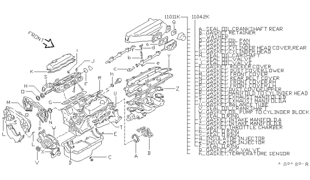 1996 Nissan Quest Gasket Kit- Valve REGRIND Diagram for 11042-1B026