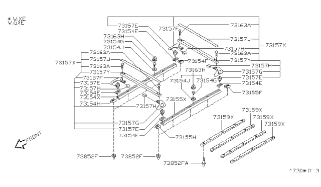 1997 Nissan Quest SKID Inner Assembly Diagram for 73159-6B000