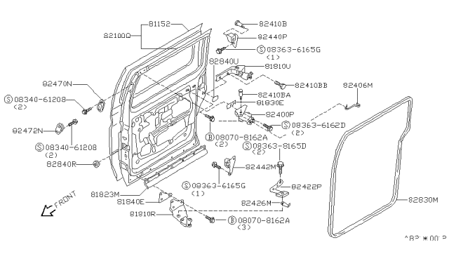 1995 Nissan Quest Door Assembly-Slide, R Diagram for 82100-0B731