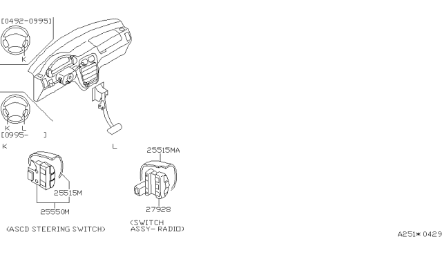 1998 Nissan Quest Switch Assy-Radio Diagram for 25552-1B000