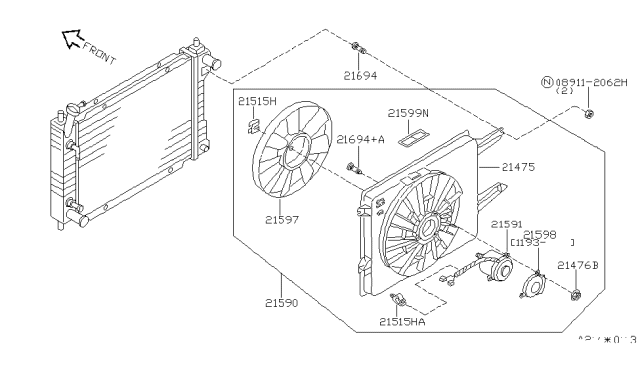 1998 Nissan Quest Radiator,Shroud & Inverter Cooling Diagram 3