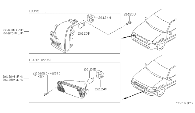 1998 Nissan Quest Lamp Assembly-Turn Signal,Front RH Diagram for 26130-1B200