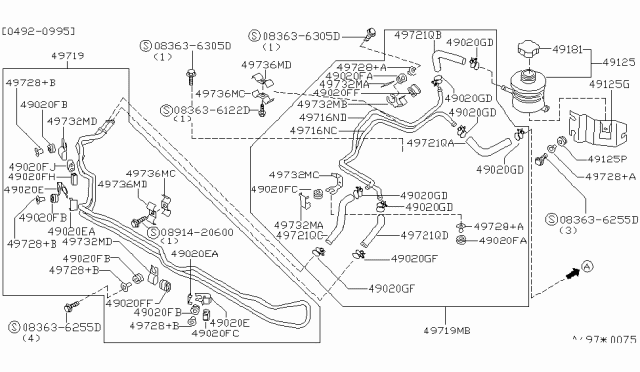1993 Nissan Quest Tube Assembly Power Steering Diagram for 49726-0B003